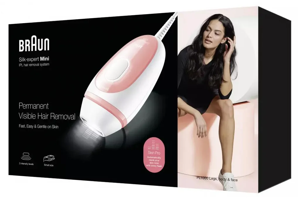 Épilation IPL Braun Silk-expert Pro PL1000 Rose - Peau Lisse Durable Corps
