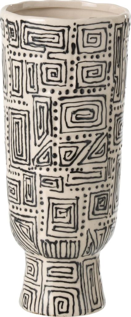 J-Line Vase Muster Keramik Gebrochenes Weiß/Schwarz Small