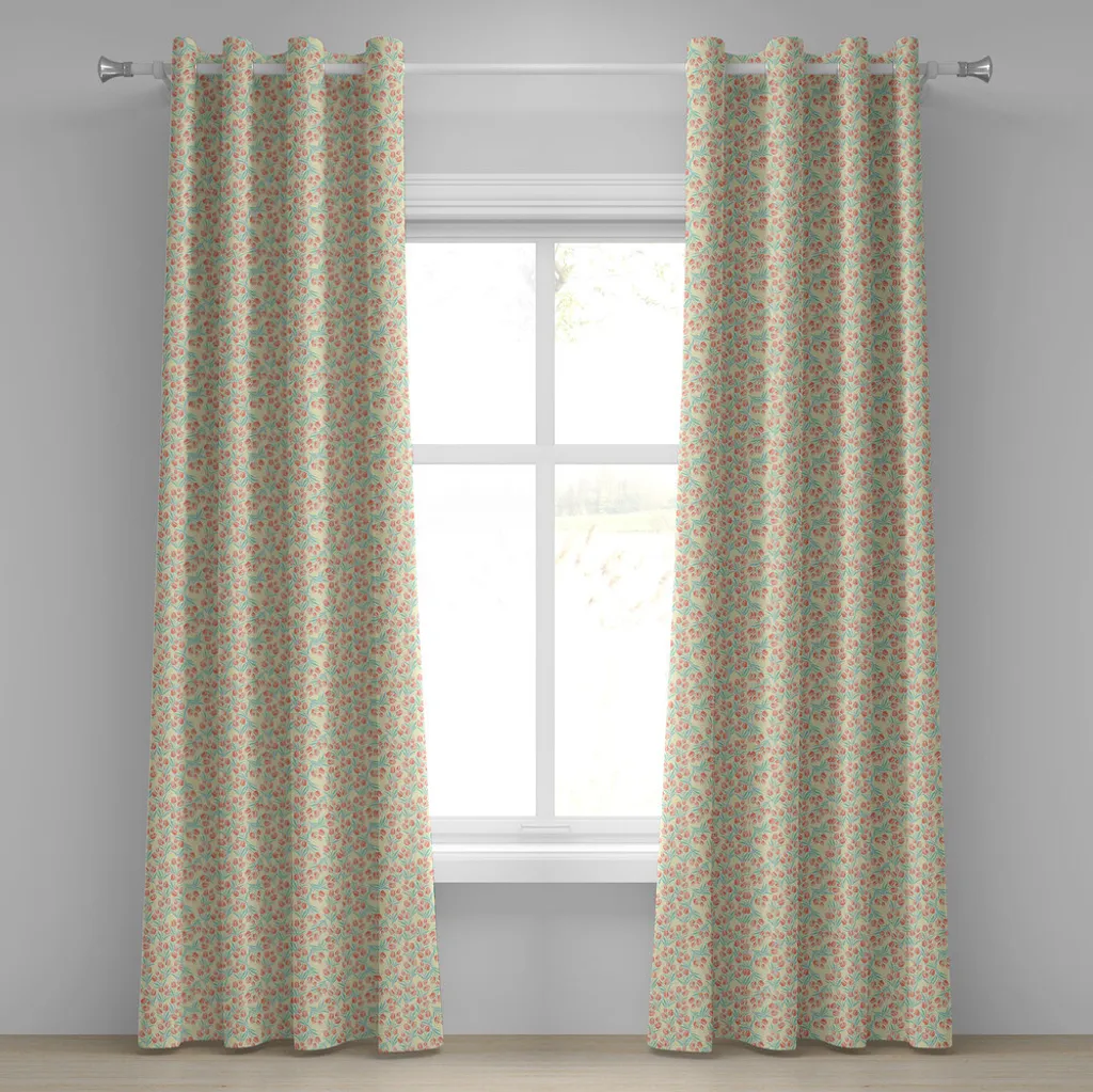 Paire de rideaux décoratifs 280x245 cm motif floral tulipes de saison