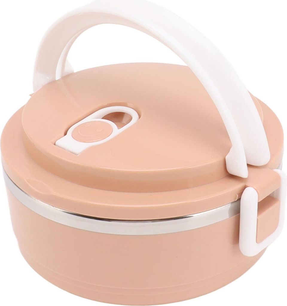 Isolierung Lunch Box Edelstahl Silikon Runde atmungsaktiv Löcher Ergonomischer Griff Bento Box für Schule Rosa