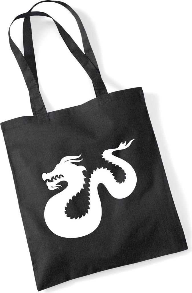 Huuraa Jutebeutel Dragon Silhouette 10 Liter Black Baumwolle Tasche Geschenkidee