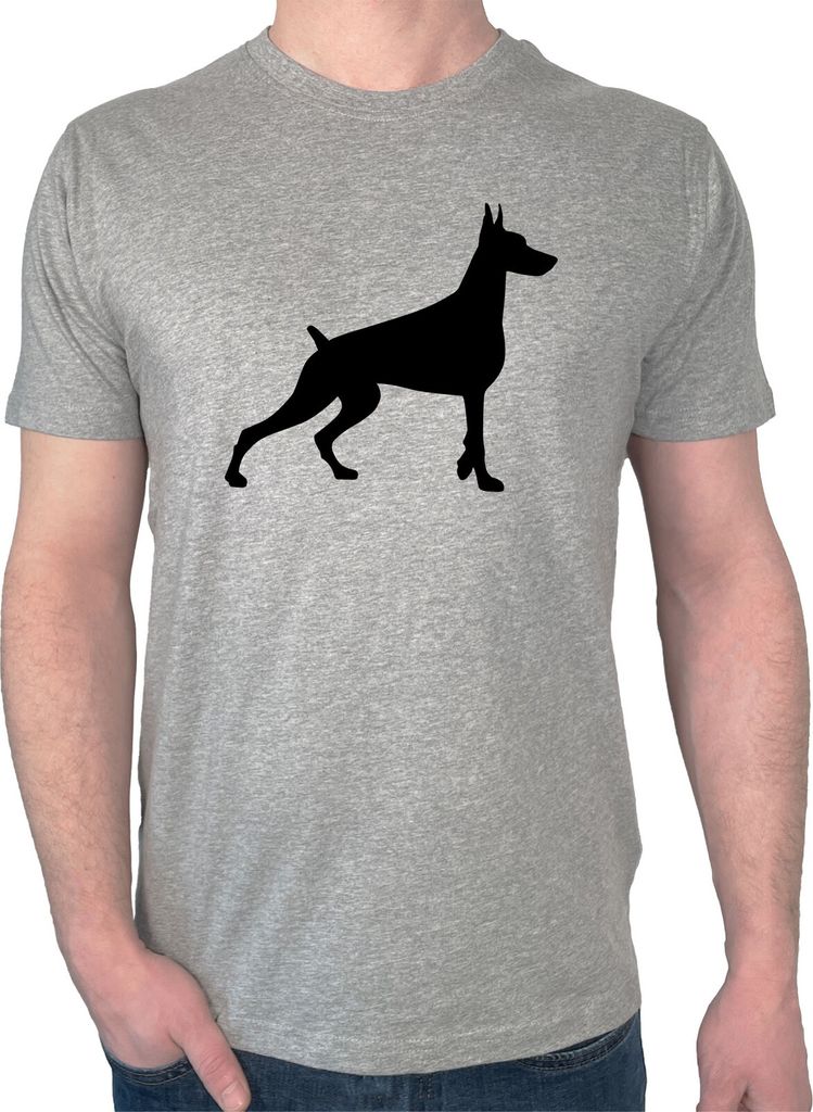 Huuraa Herren T-Shirt Dobermann Silhouette S Sport Grey Bio Baumwolle Fairtrade Herrenshirt Geschenkidee