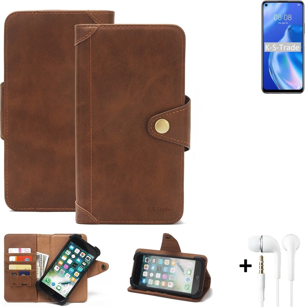 K-S-Trade Handyhülle Schutzhülle kompatibel mit Huawei P40 lite 5G Walletcase Bookstyle Schutz Case Hülle Wallet Flipcase Cover PolyurethanBraun...
