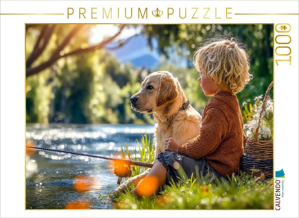 CALVENDO Puzzle Zwei Abenteurer warten auf den großen Fang | 1000 Teile Lege-Größe 64x48cm Foto-Puzzle für glückliche Stunden