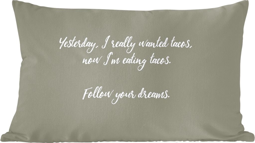 MuchoWow Zierkissen Sofakissen Wohnzimmer Dekokissen 50x30 cm Gestern wollte ich unbedingt Tacos - Zitate - Taco-Liebhaber - Sprichwörter - Wohn...