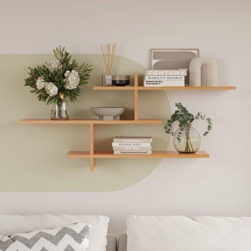 LUNOR Genoa – Wandplank – Bamboe kleur – 123 x 55 x 22 cm Productafbeelding 