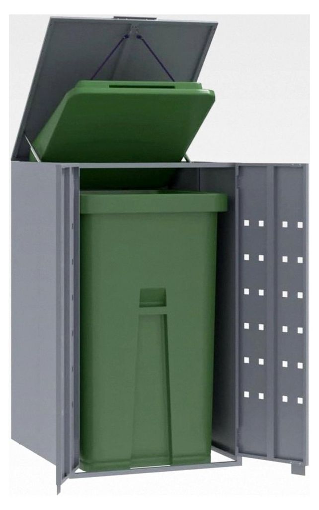 Edelstahl Mülltonnenbox 240L für 1 Tonne, Mülltonnenverkleidung aus Metall, Müllcontainer, Mülltonnenschrank, Müllbox für den Außenbereich ...