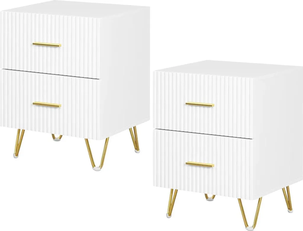 Rangement Chambre : Lot de 2 Tables de Chevet Bois Bleu - 2 Tiroirs DIY