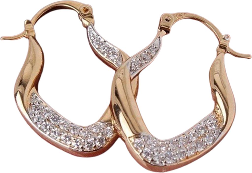 Mode Frauen Strass Intarsien U Form Baumeln Legierung Leverback Ohrringe Schmuck-Golden