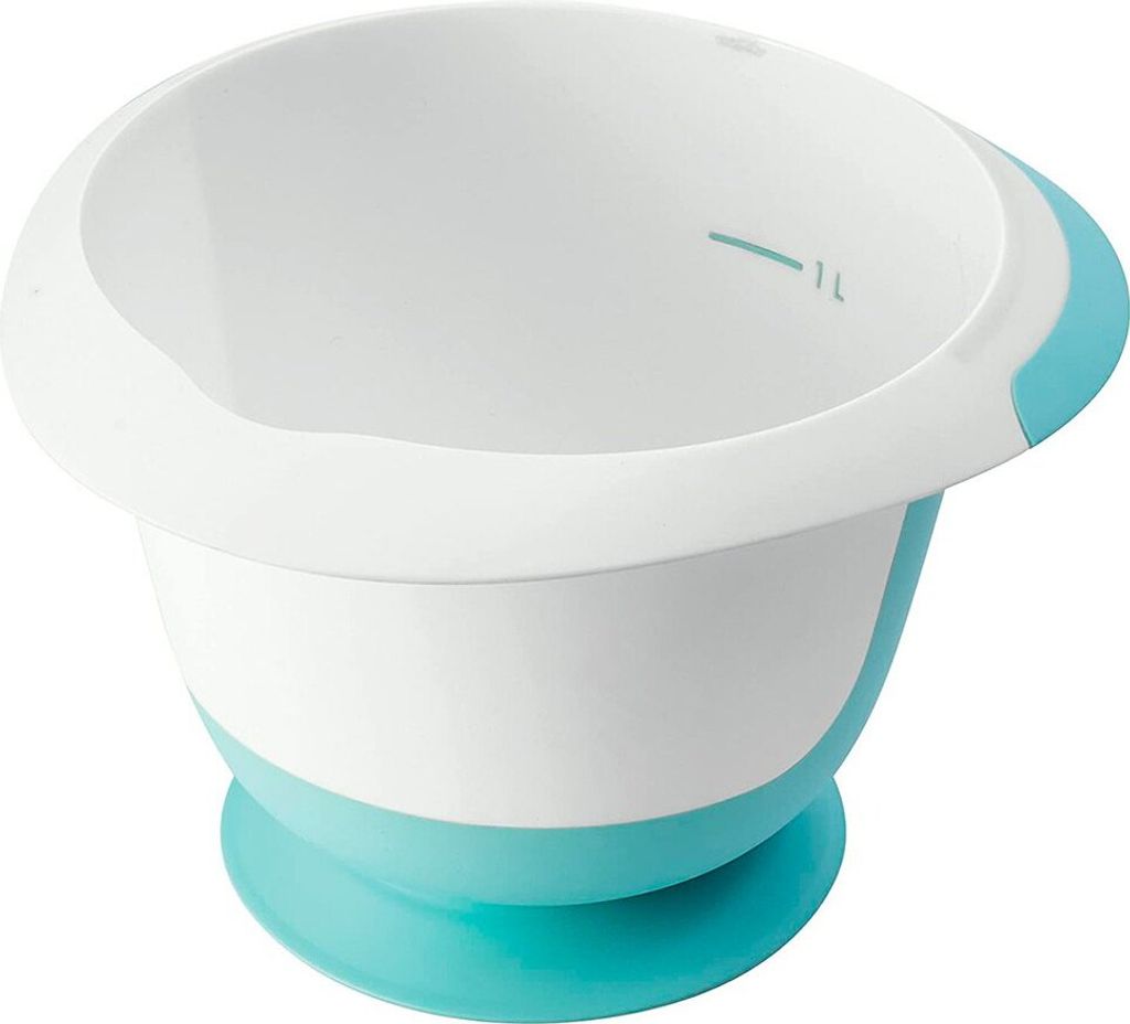 keeeper Rührschüssel "mariella" mit Saugnapf 1,5 Liter aquamarine / weiß