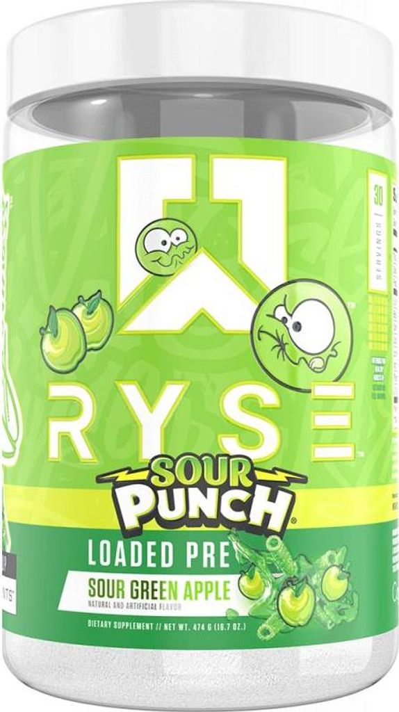 RYSE Loaded Pre (30 Serv) Sour Punch Green Apple - Pre-Workout - Pre-Workout Booster