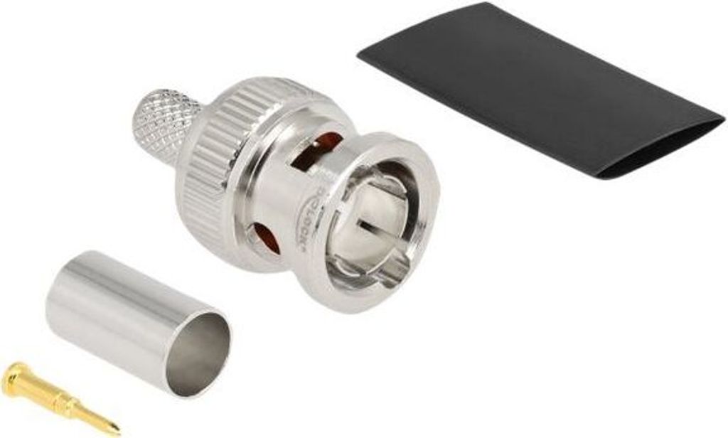 DeLOCK BNC Stecker zum Crimpen RG59 mit passendem Schrumpfschlauch, BNC, Männlich, Nickel, 75 Ohm, Silber, 14,2 mm