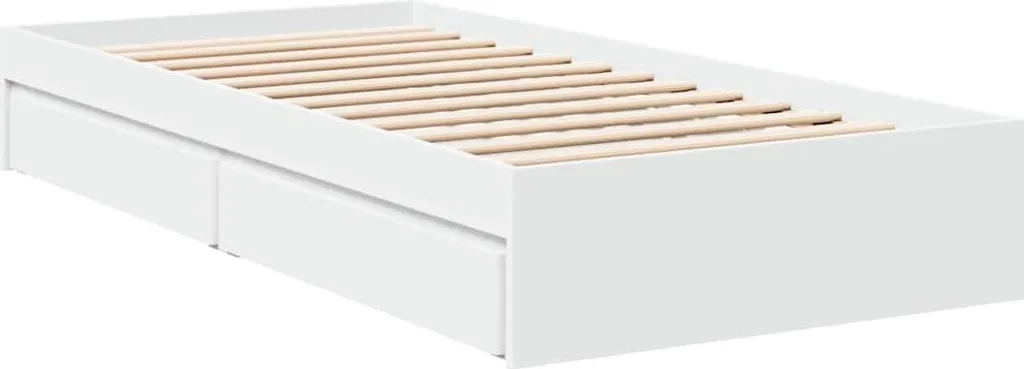 Lit 75x190 cm gain de place blanc avec tiroirs pour petit studio
