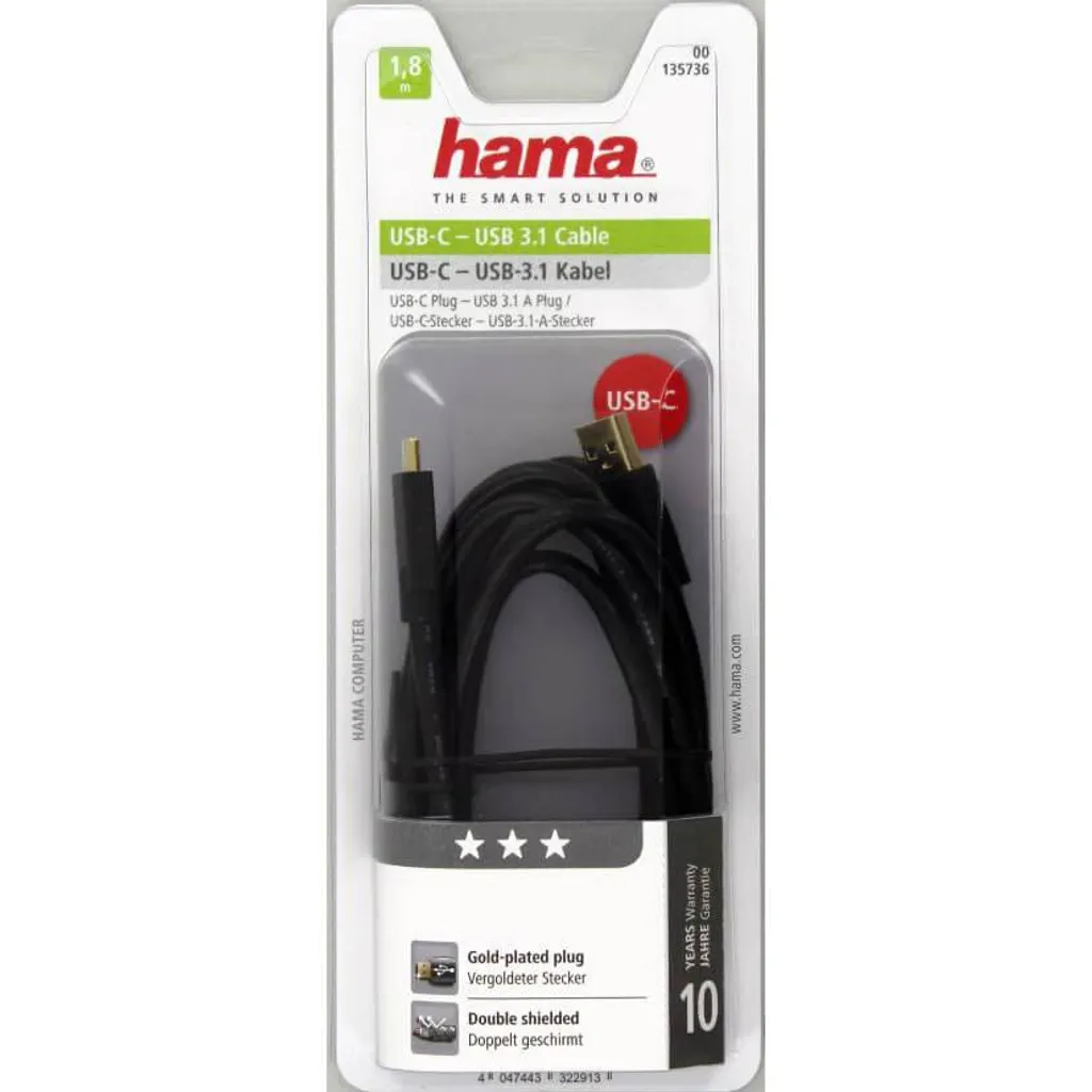 Hama Câble USB-C 1.80m Noir : Finissez-en avec les Câbles Trop Courts