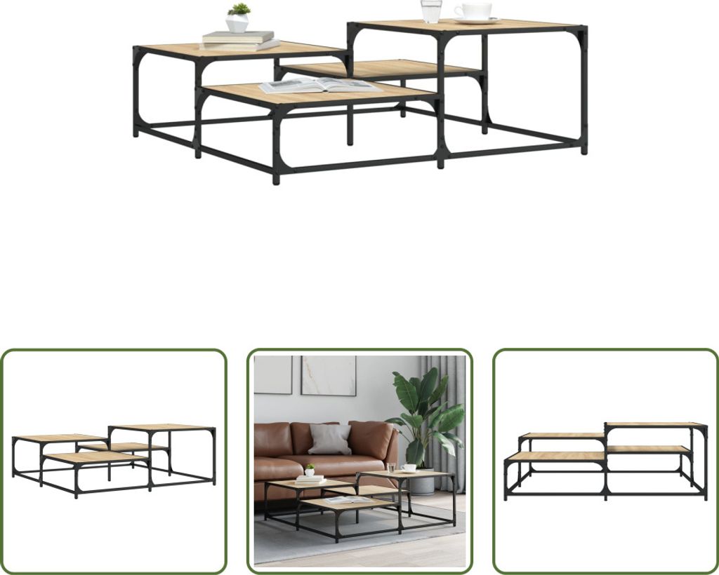 The Living Store Couchtisch Sonoma-Eiche 107x107x40 cm Holzwerkstoff