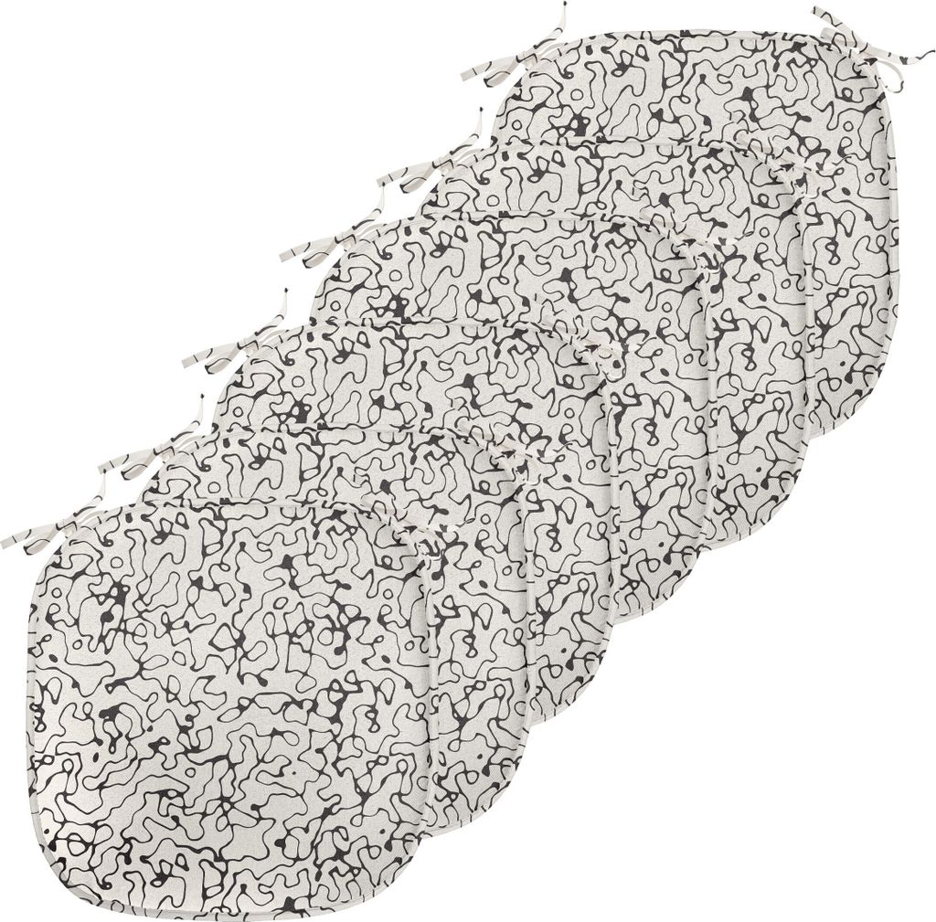 ABAKUHAUS Abstrakt Polster für Esszimmerstühle, Jumble Messy Linien, Dekoratives wasserfestes Kissen mit Riemen für Küchensitze, 40 cm x 40 cm-...