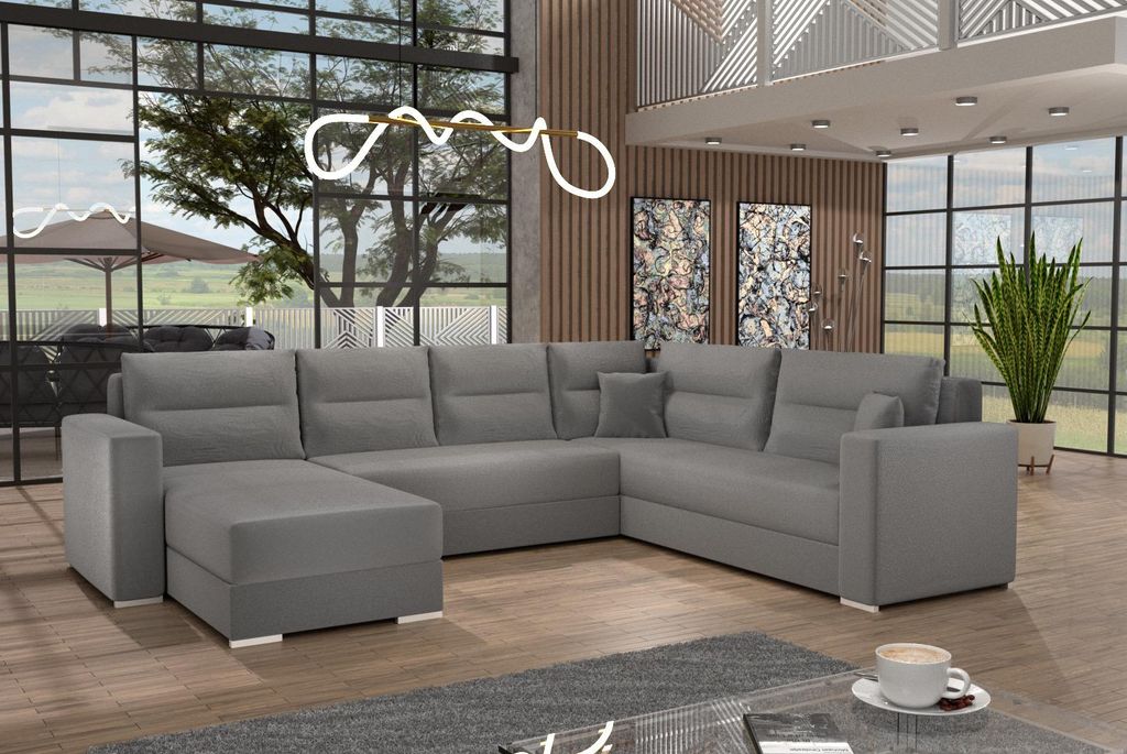 Couchgarnitur Ecksofa Sofa Sofagarnitur Captain U mit Schlaffunktion Wohnlandschaft