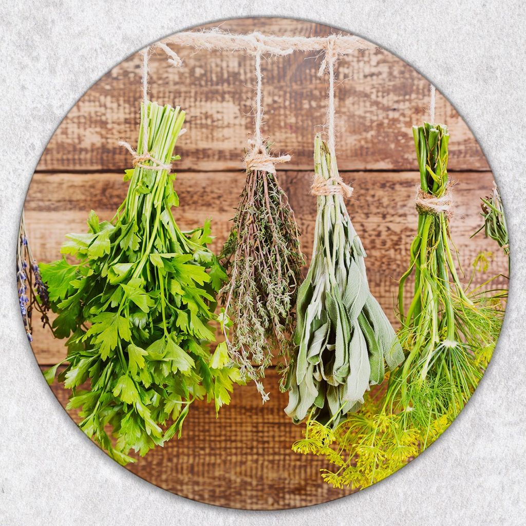Glas-Herdabdeckplatten Glaskeramikkochfeld-Abdeckung Spritzschutz Glas Runden Schneidebrett fi40 cm - Die Trauben Von Kräutern