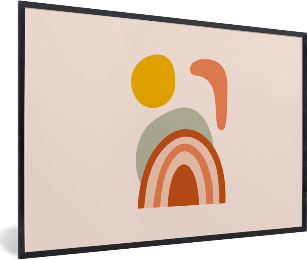 MuchoWow Gerahmtes Poster Sommer - Pastell - Regenbogen 90x60 cm - Poster mit Schwarzem Bilderrahmen Wandposter Rahmen Foto Bilder - Fotorahmen -...