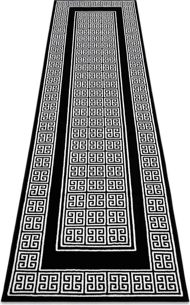 Chemin de table GLOSS 6776 85 style grec noir et ivoire 80x250 cm