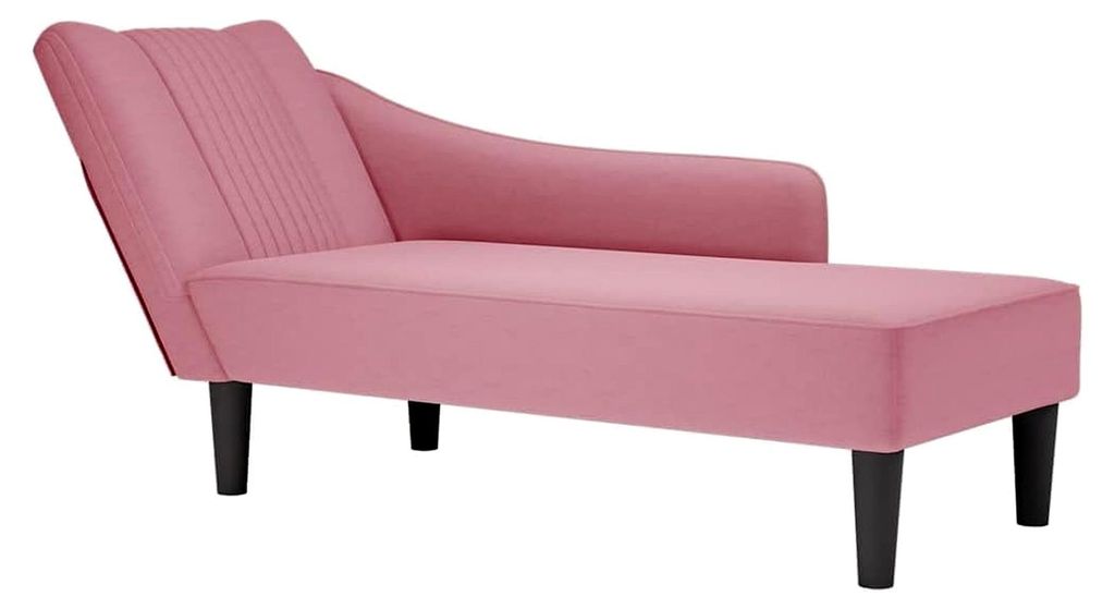 Chaiselongue mit rechter Armlehne in Rosa Samt