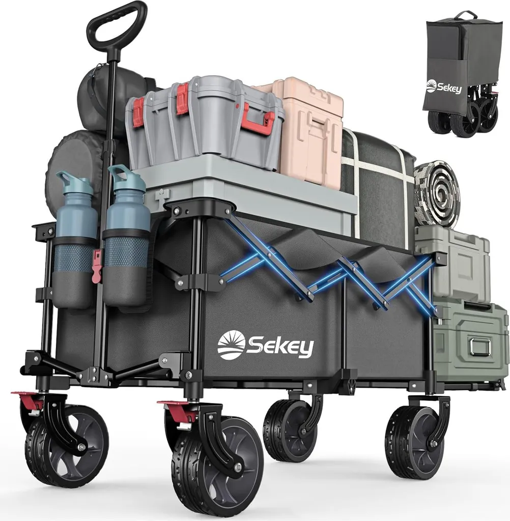 Chariot à Main Pliable XXL 135L-200L Gris avec Extension de Chargement