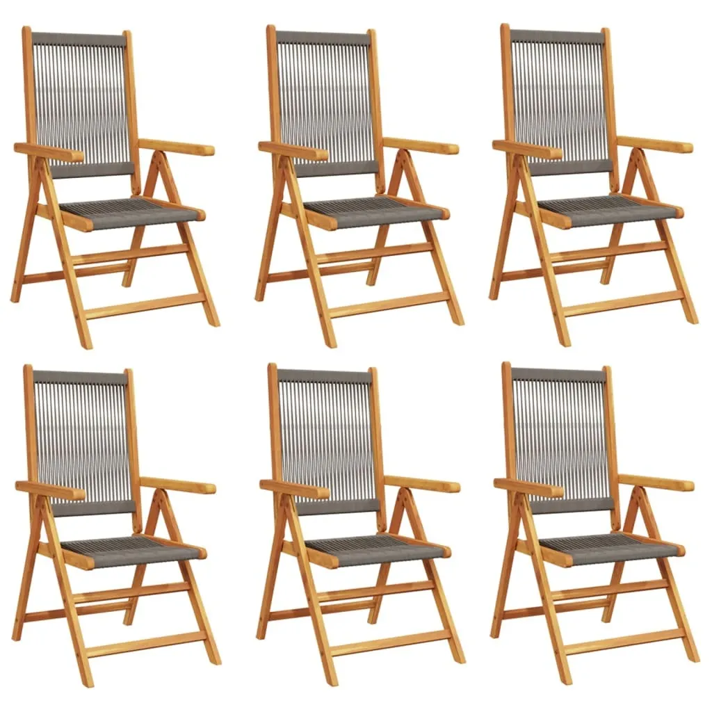 vidaXL Lot de 6 Chaises de Jardin Réglables en Bois d'Acacia Massif Gris