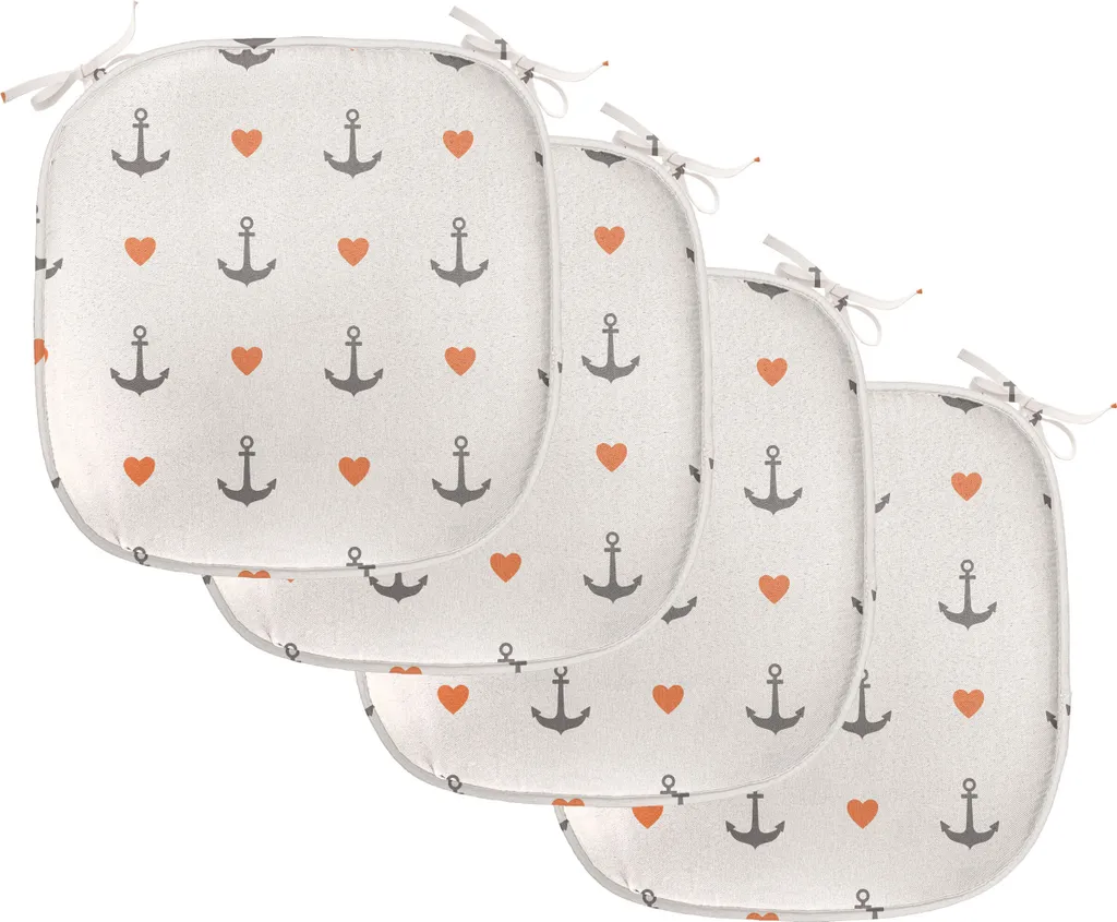 Coussin de Chaise Imperméable avec Attaches Motif Ancre Marine 40x40cm