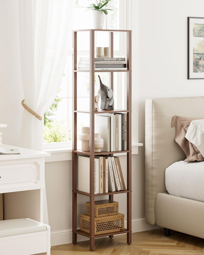 Étagère ouverte à 6 niveaux en noyer Image du produit 