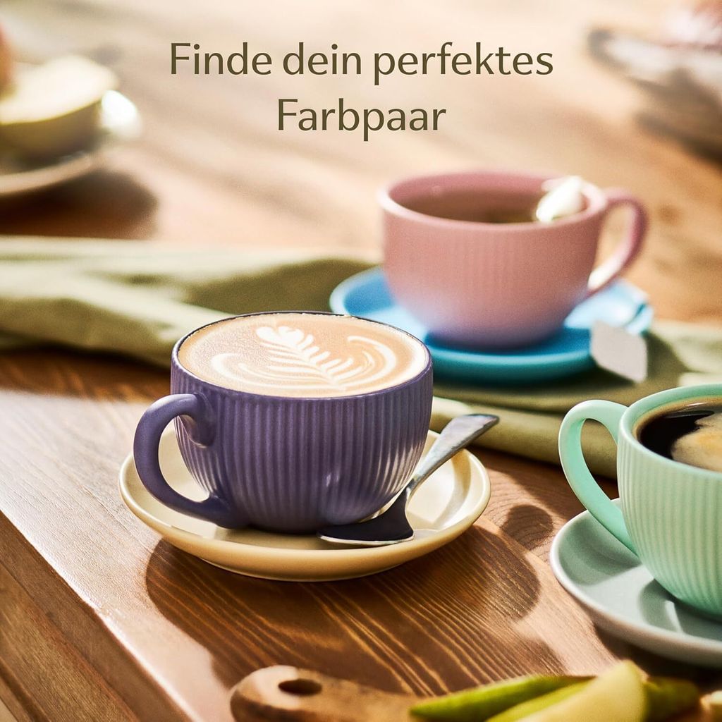 Cappuccinotassen Bunt mit Untertassen - 6er Set