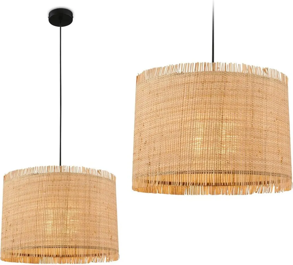 Suspension paille tressée Brilon Borra style bohème 40cm douille E27