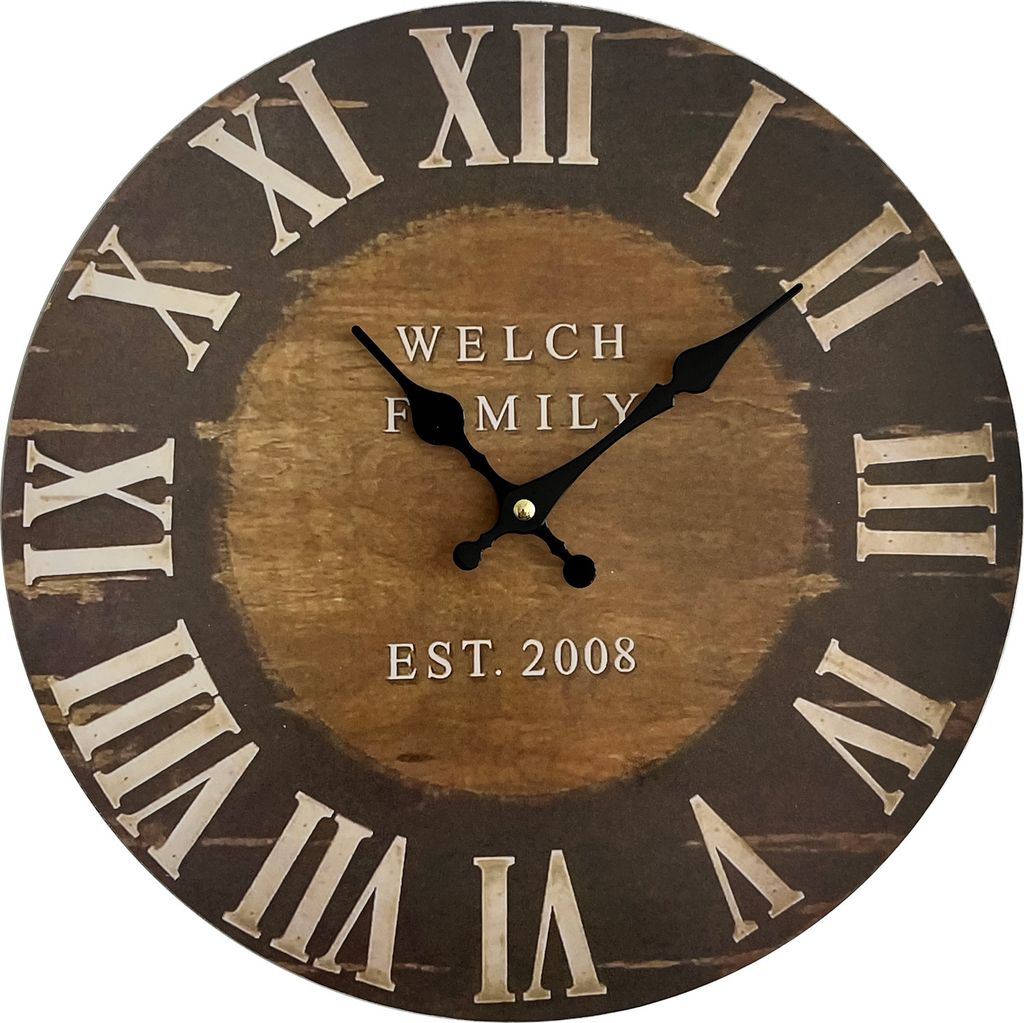 Rebecca Mobili Antike Wanduhr, Holz, braun und weiß ø 33,8 cm