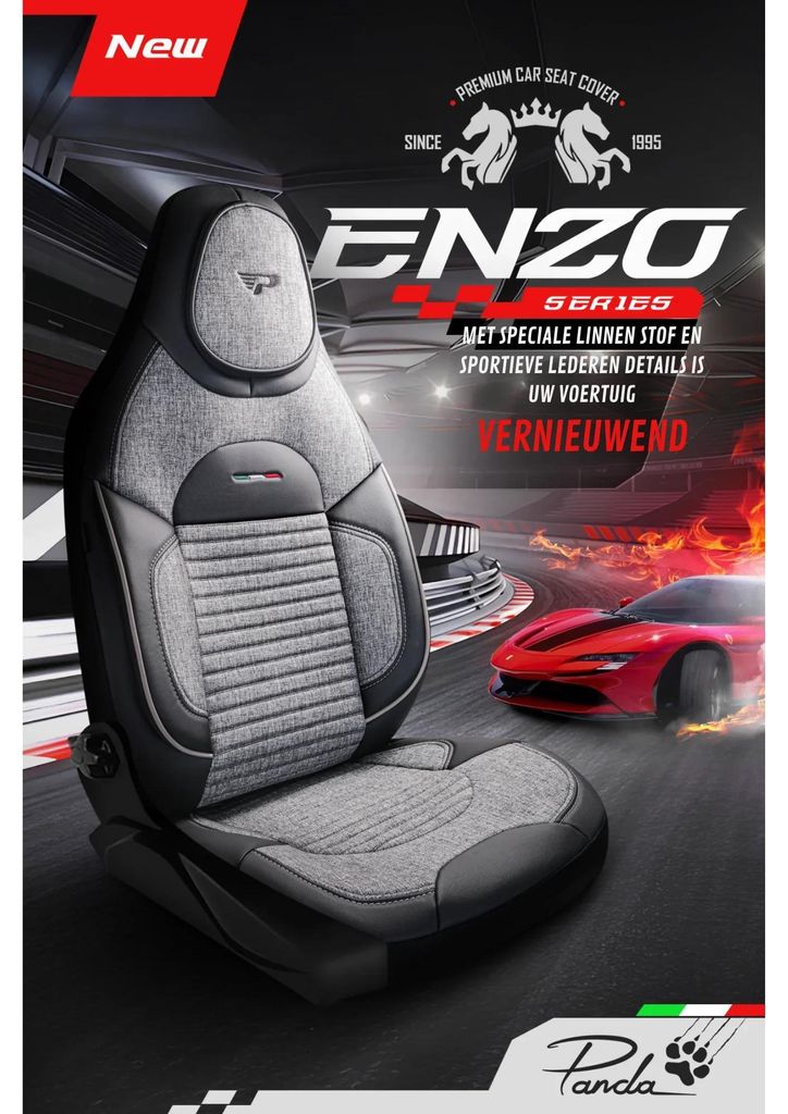 Sitzbezüge Enzo Serie LichtGrau Schwarz – Leinenstoff – universelle Autositzbezüge – perfekte Passform für über 3000 Fahrzeugmodelle – ...