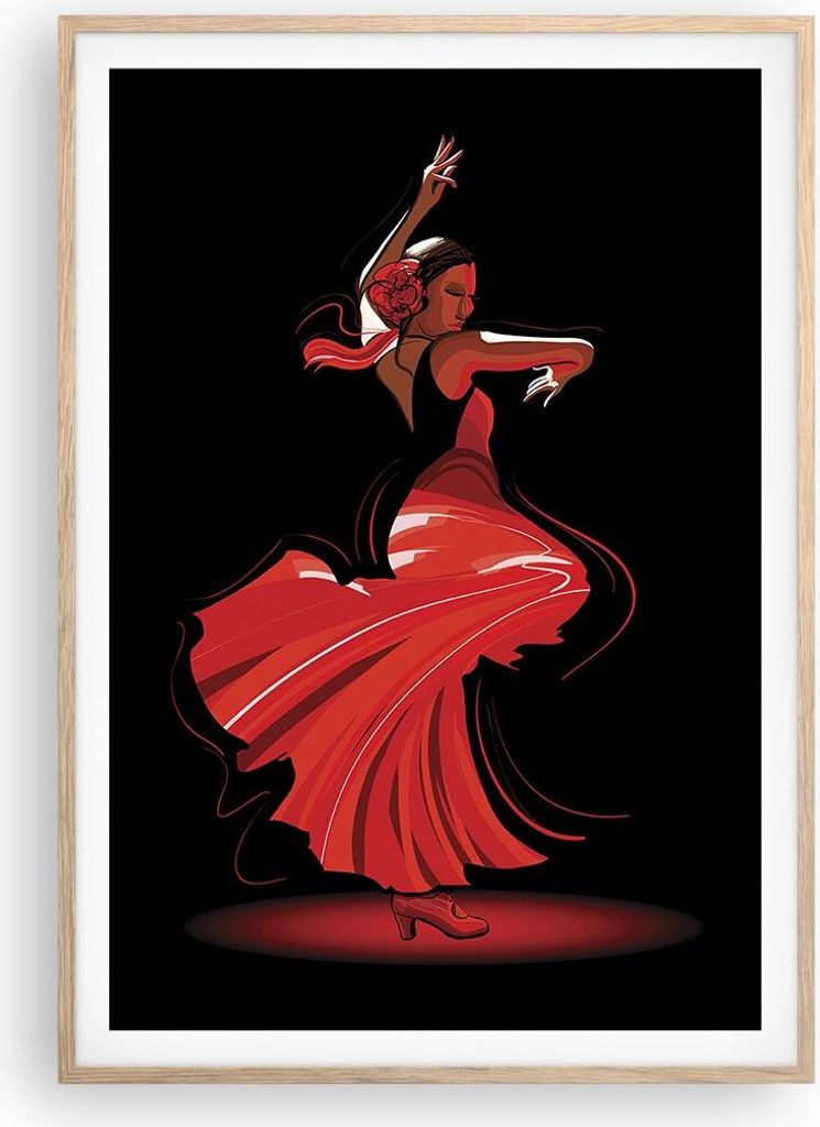 Gerahmtes Poster - Rahmen in heller Eiche - Tanz Tänzer - 70x100 cm - Wand Bild - Wanddeko - Wandbilder - Kunstposter - Wandposter - Bilderrahmen ...