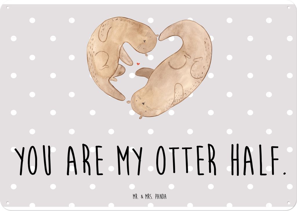 Mr. & Mrs. Panda tafel Otter Herz DIN A4 - Grau Pastell - Produktbild 