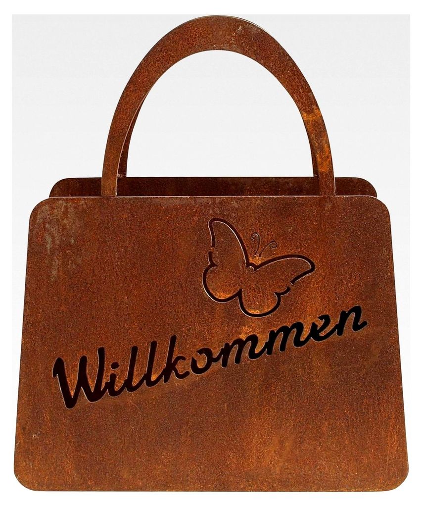 Rost Handtasche zum Bepflanzen 46 cm hoch