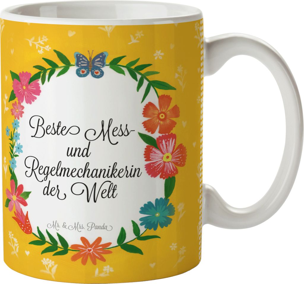 Mr. & Mrs. Panda Tasse Mess- und Regelmechanikerin - Geschenk, Bachelor, Rente, Abschied, Keramiktasse, Kaffeetasse, Diplom, Studium, Kaffeebecher,...