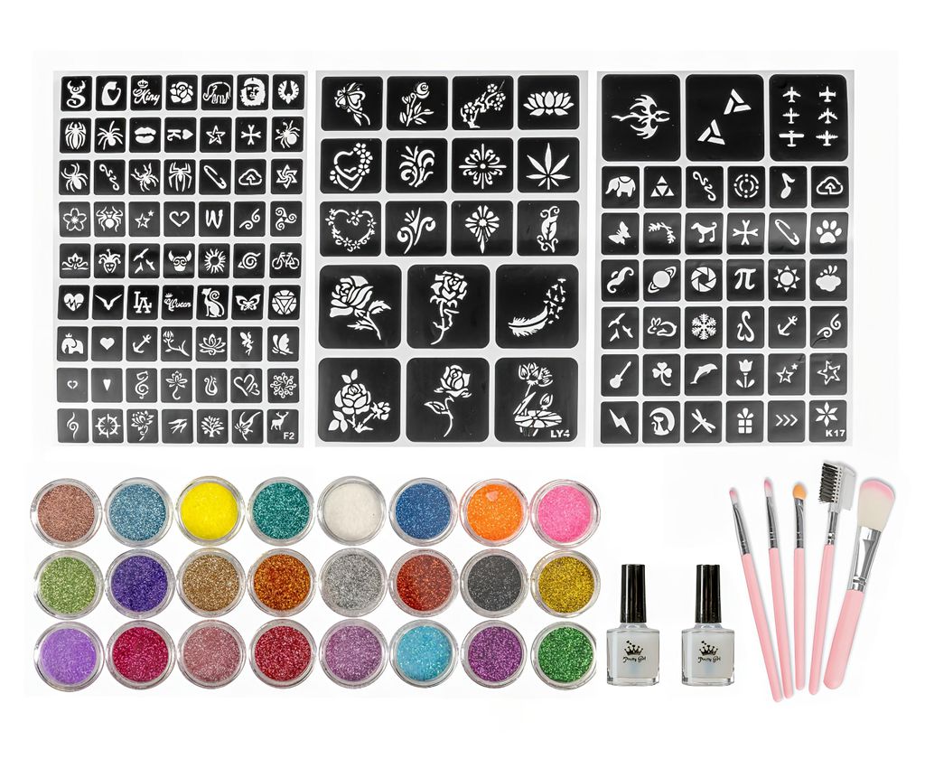 Set di tatuaggi glitter, 24 pezzi Immagine del prodotto 