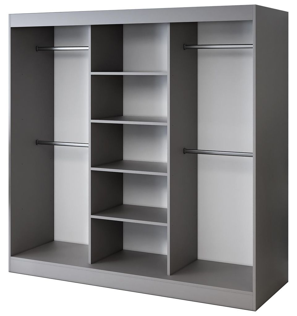 Offener Kleiderschrank – 200 x 200 cm – Anthrazit Matt – Kleiderschrank ohne Türen TROY – mit 4 Einlegeböden – mit 4 Kleiderstangen