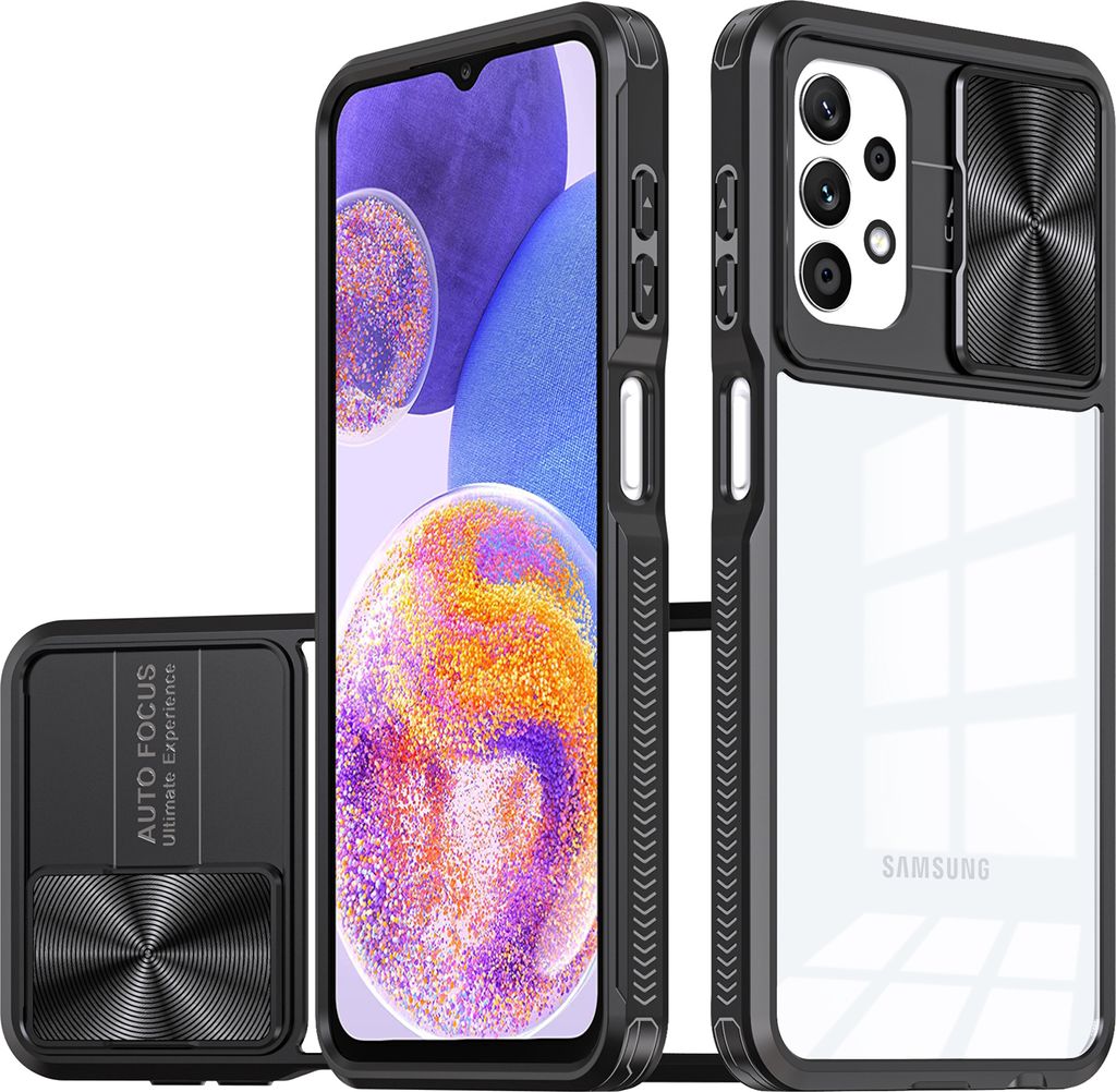 Galaxy A13 Hülle, TPU Bumper mit mit Schiebe Kamera Schutz Klar Schutzhülle für Samsung Galaxy A13 4G/A13 5G/A04S/M13 4G Schwarz