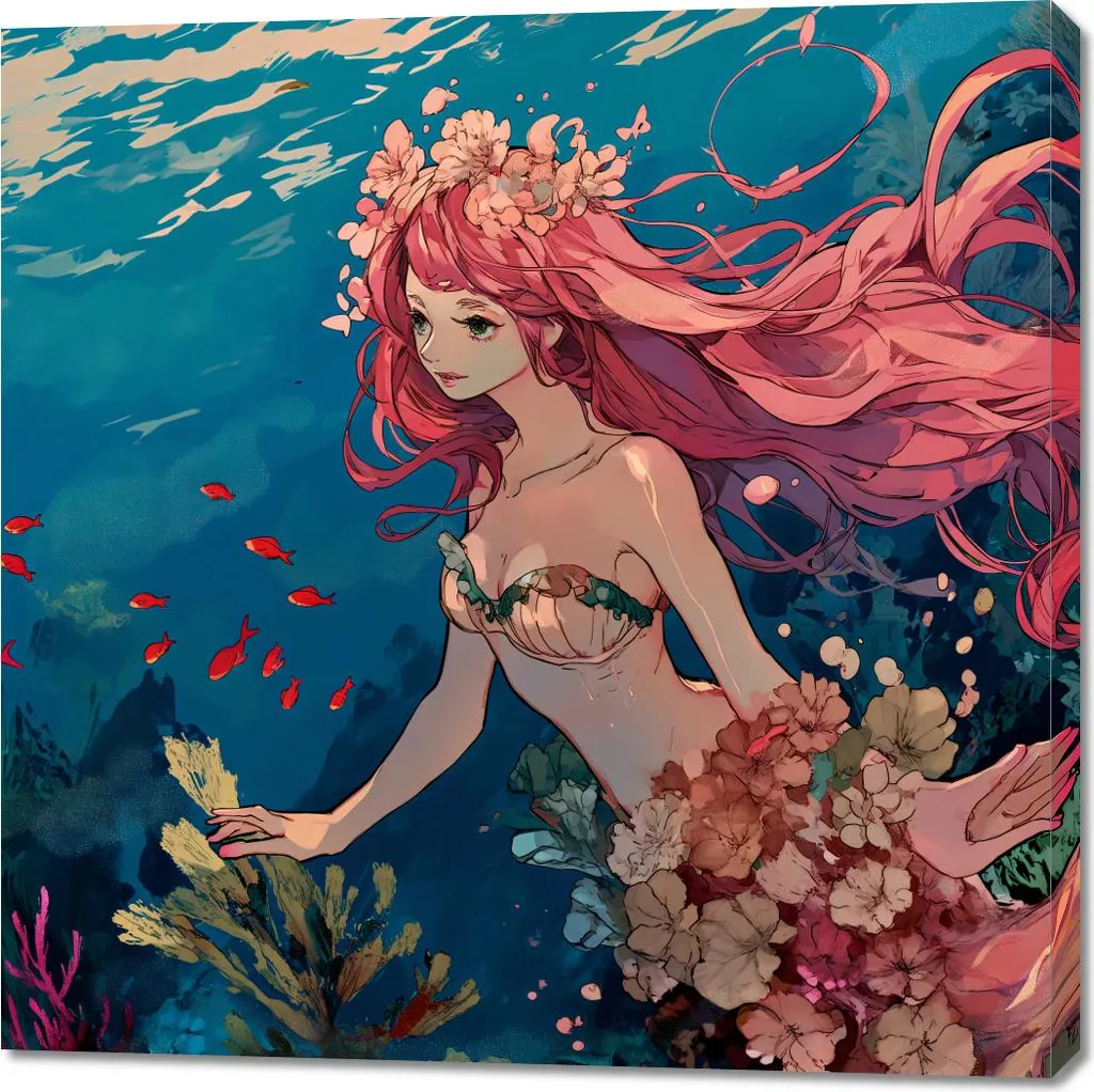 Quadro Grande 100x100 Ninfa Oceano | Pronto da Appendere Soggiorno