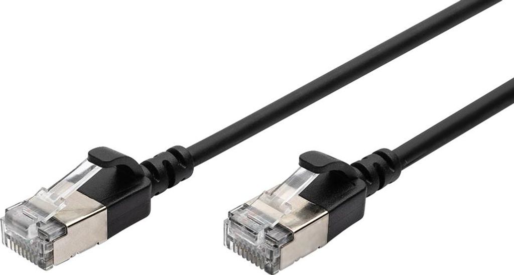 DIGITUS Slim Patchkabel Kat. 6A F/FTP schwarz 0,5 m