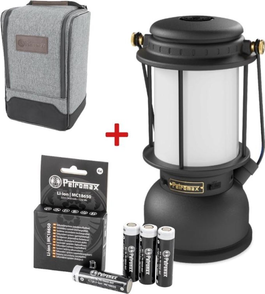 Petromax LM500 LED Laterne Schwarz Set inklusive Akku und Tasche PX-LM500 + PX-18650-BAT + LM500-BAG