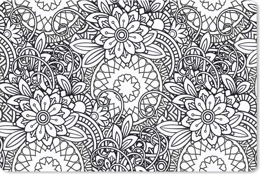 MuchoWow Schreibtischunterlage Mandala - Zentangle - Muster 60x40 cm - XXL Mauspad - Großes Mauspad
