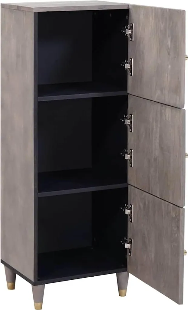 vidaXL Credenza grigio e oro 40 x 33,5 x 110 cm in legno massiccio di mango