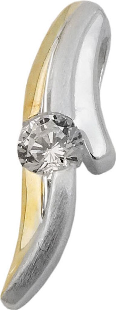 Anhänger Halsschmuck Zirkonia weiß 925 Silber vergoldet bicolor