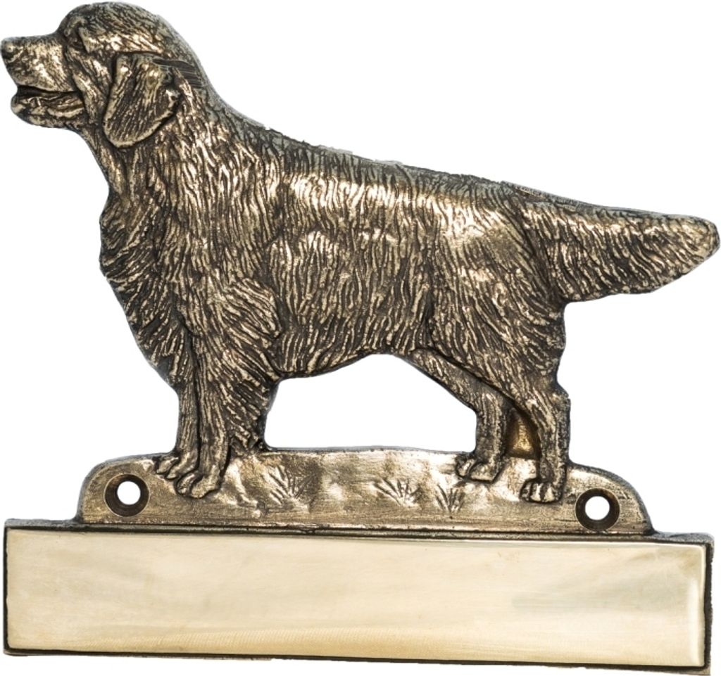 Golden Retriever - Haustürschild mit Hund, Messingschild mit Namen, personalisiertes Türschild mit Markennamen Art-Dog