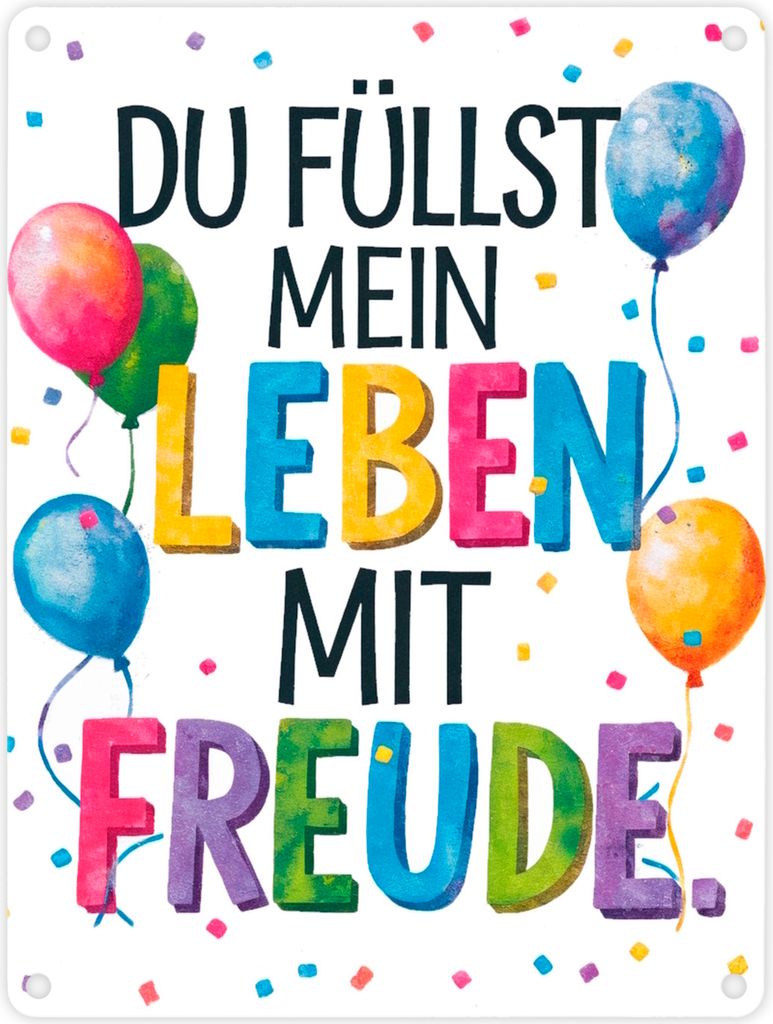 Du füllst mein Leben mit Freude Metallschild in 15x20 cm Fröhliches