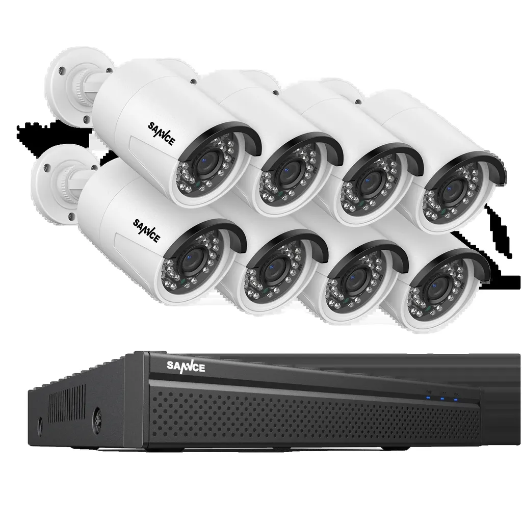 Kit Complet Caméras Sécurité 5MP Extérieur 8CH avec Vision Nocturne HD