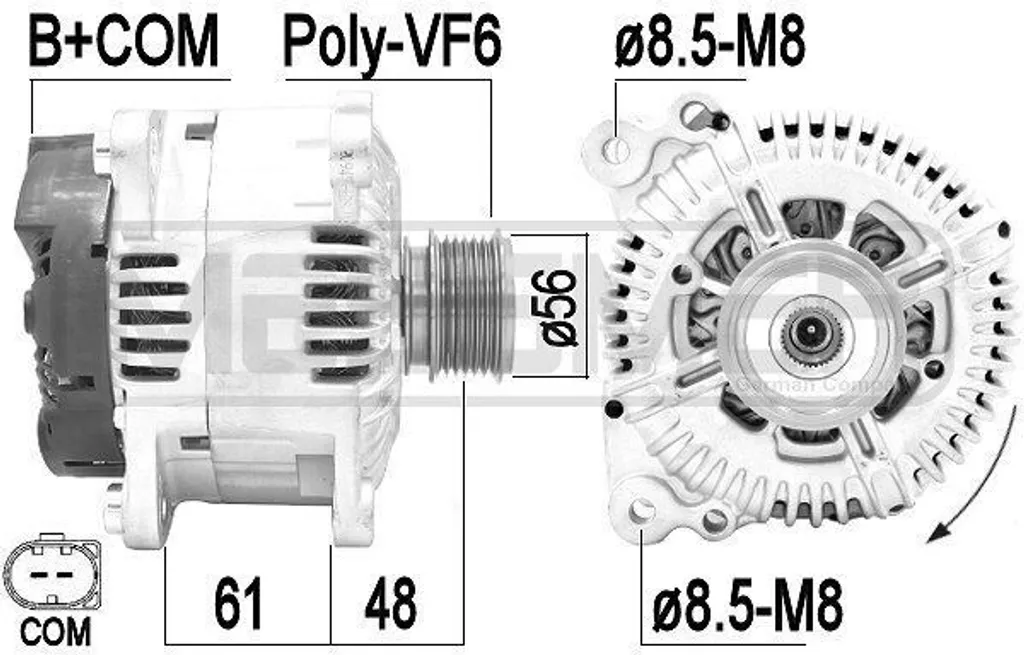 Alternateur ERA 209423A pour Audi A6 4F - Remplace OE 03G 903 016 A